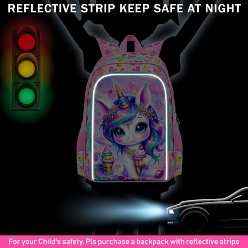 Image of AGSDON 3PCS Unicorn Backpack for Girls, 16 inch Kids Backpacks for Girl Water Resistant Preschool, Elementary Bookbag with Lunch Box