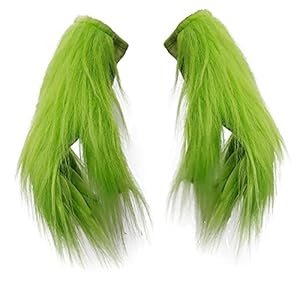 LePyCos – Disfraz de Grinch con piel peluda verde para Navidad, cosplay, fiesta, accesorios de látex, guantes