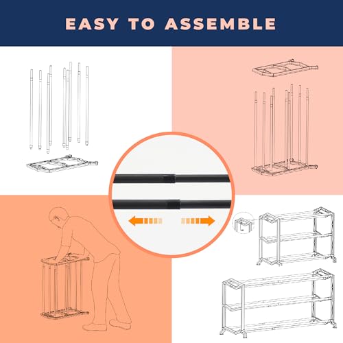 Image of happhom 3-Tier Expandable Shoe Organizer, Space Saver Shelf with Smart Design, Small Shoe Rack for Entryway, Cabinet and Small Spaces, Dark Grey (CSR-02)