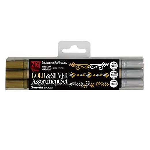 Kuretake Zig Gold and Silver pens Assortment Set, Professional Quality for Artist, Christmas Card, Brush Lettering, Illustration, Card Making, Writing, AP-Certified, Made in Japan