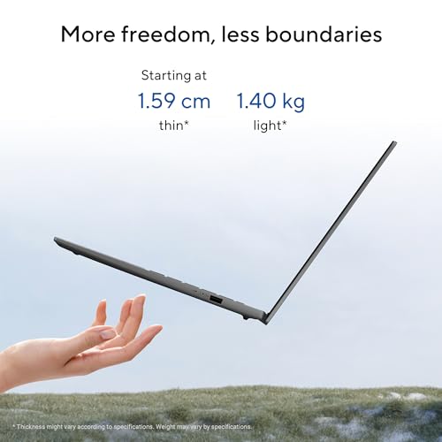 Image of ASUS Vivobook S14, Intel Core Ultra 5 225H, Intel iGPU,16GB RAM,512GB SSD,FHD+,14 inch,60Hz,Windows 11,M365 Basic (1Year)*,Office Home 2024,Matte Gray,1.4 Kg, S3407CA-LY057WS, Metallic Design Laptop