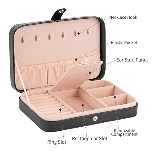 Smileshe Jewelry Box For Women Girls, Pu Leather Small Travel Organizer Case, Portable Display Storage Holder Boxes For Rings Earrings Necklaces Bracelets #TOP4