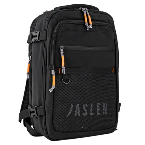 Jaslen - Mochila viagem cabine avião. Mala leve de mão com compartimentos. Compatível com Ryanair, Preto