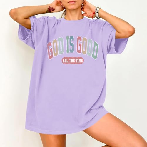 Image of Christian Shirts for Women Oversized God is Good Shirt Religious Jesus Faith Inspirational Tshirt Bible Verse Tee Top