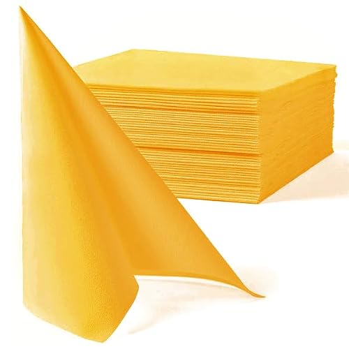 Serviettes de Table en Papier Gaufré, Double Épaisseur, 38 x 38 cm, Blanc, Lot de 40 (Jaune Moutarde)