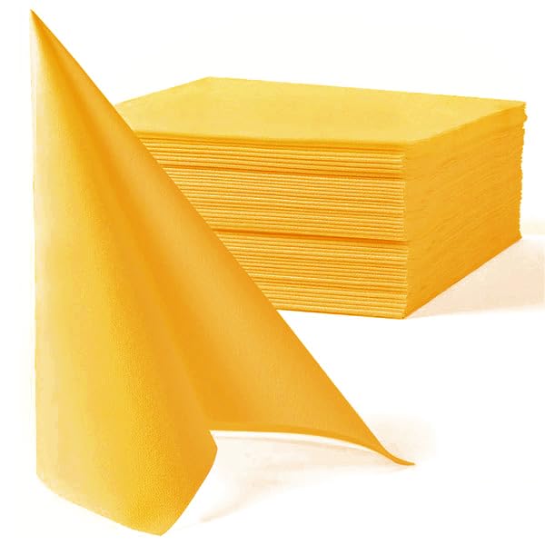 Serviettes de Table en Papier Gaufré, Double Épaisseur, 38 x 38 cm, Blanc, Lot de 40 (Jaune Moutarde)