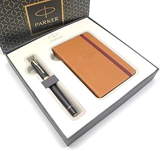 Parker Urban Premium Fountain Pen - Muted Matte Black with Gold Trim - Fine Nib - Luxury Gift Box With Notebook