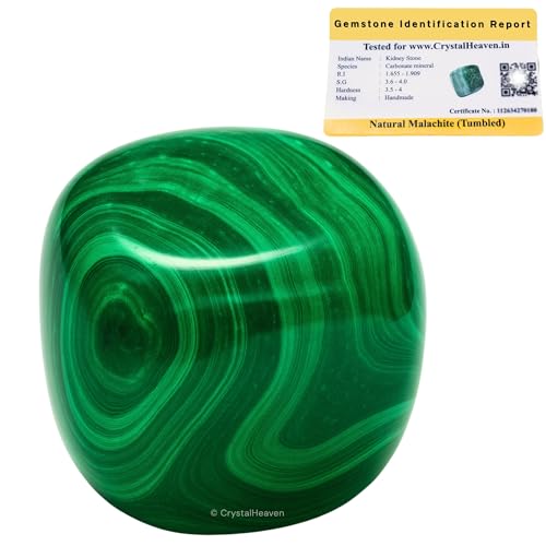 Image of Crystal Heaven Certified Malachite Healing Tumbled Stone,Natural Polished Crystals For Diy Crafts,Manifestation,Meditation,Pooja Feng Shui And Reiki Healing(30 Grams)