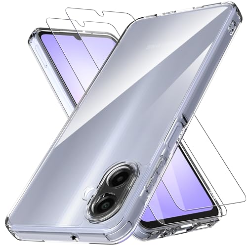 Anoowkoa Funda para Samsung Galaxy A07 4G +2 Piezas para Samsung A07 Protector de Pantalla Carcasa Protectora la Cámara Antigolpes Transparente con Cojín Esquina Parachoques