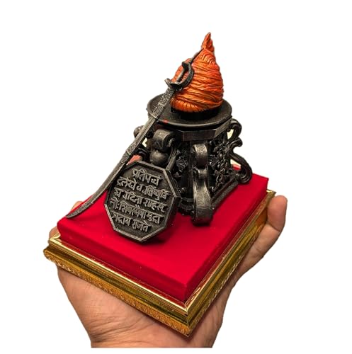 Image of Polystone - Chatrapati Shivaji Maharaj Jiretop Cap for Car Dashboard 4.5 inch (Antique Color) (with Base)