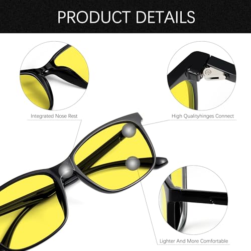 Image of Oilway Night Vision Driving Glasses for Women & Men - Anti Glare Blue Light Blocking Computer Glasses with HD Clarity, Premium Protection | Nighttime Safety Eyewear for Screen Use & Road Travel