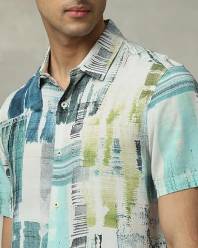 Image of MUFTI Multicolor Abstract Slim Fit Shirt