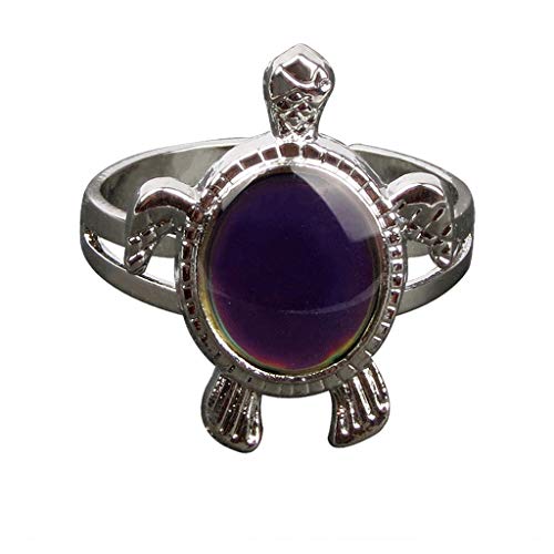 PULABO Stimmungsring, Schildkröte, Emotion-Gefühl, Farbwechselring, verstellbar, Weiß, Ring, Geschenk