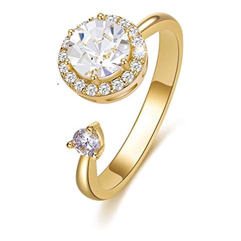 Fonsalette Fidget Ring Birthstone Rings for Women Thumb Rings Fidget Ring Women Rose Gold Ring Spinner Ring Anxiety Ring for Women Cubic Zirconia Ring Cover