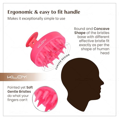 Image of KLOY Round Hair Scalp Manual Massager Shampoo Hair Brush, Super Soft Bristles for Exfoliating, Anti-Dandruff (Pink)