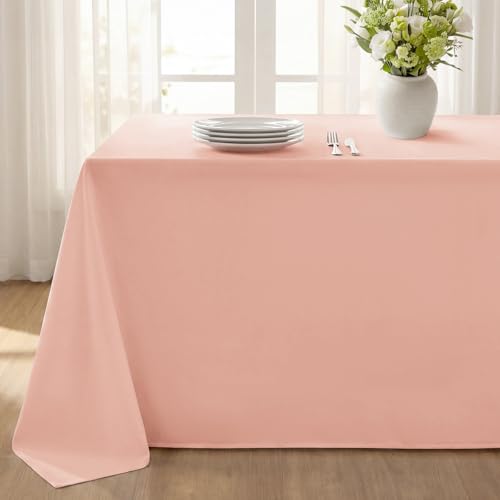 Softalker Rectangle Tablecloth, Waterproof & Stain Resistant Table Cloths Wrinkle Free Fabric Washable 210GSM Polyester Table Cover for Spring/Party/Outdoor - 90 x 156 inch,Pink