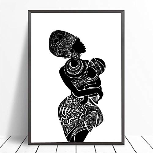 Décoration murale chambre femme africaine bébé, grande toile moderne pour masquer un mur vide