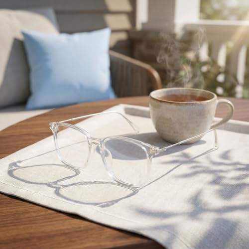 Image of Shiratori Square Blue Light Blocking Glasses for Women Men, Lightweight Frame Anti Eyestrain Computer Glasses