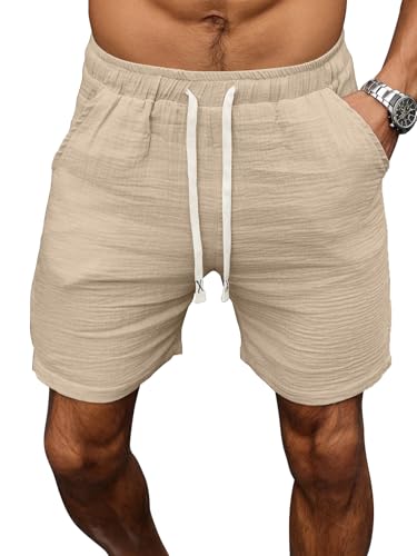 Short en coton aspect lin respirant Shasmi à taille élastique ajustable