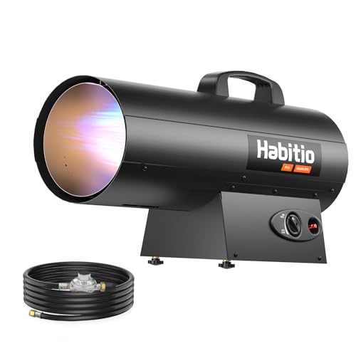 Habitio 170,000 BTU Forced Air Propane Heater, Portable Torpedo Heater for Jobsite, Garage, and Construction Sites, 10 ft Hose with Regulator Included, CSA Certified