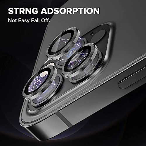 Image of V MOBITE Camera Lens Protector Ring for iPhone 12 Pro | Scratch Resistant Metal Camera Lens Guard | HD Clear Anti-Shock Dustproof Lens Protection Cover | Easy Installation Black