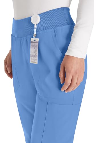 Dickies Women's Scrub Pants Natural Rise Tapered Leg Pull-On Bottoms with 7 Pockets and Knit Waistband DK005, L, Ciel - image 3