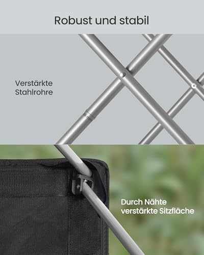 SONGMICS Campingstuhl, klappbar, Klappstuhl, breiter Sitz, hohe Rückenlehne, Outdoor-Stuhl, tragbar, Outdoor-Stuhl, mit Getränkehalter, Handyhalter, Stoff-Organizer, schwarz-grau GCB005BH01 5