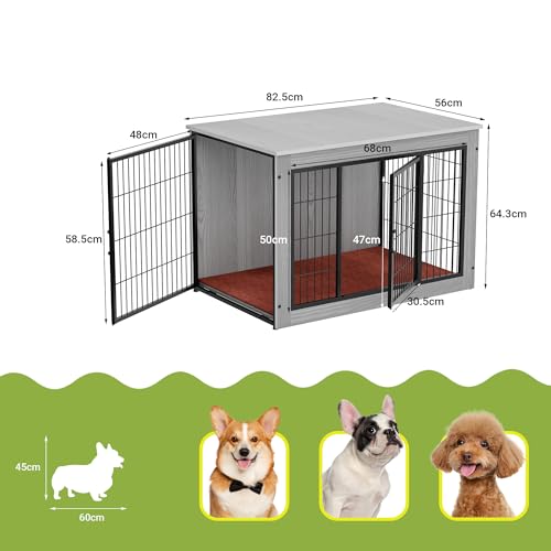 Alebert 犬 ケージ ペットケージ 木製家具調 犬ケージ 犬サークル 大中型犬用 サークル 室内 犬 ゲージ ウッディサークル インテリア調犬ケージ 毛布付き の商品画像 6