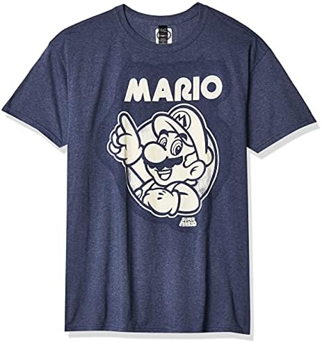 Nintendo Men's Mario T-Shirt, 5X-Large, Navy Heather