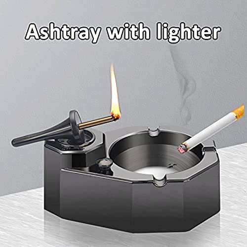 Cenicero de metal y encendedor recargable para un escritorio elegante 4