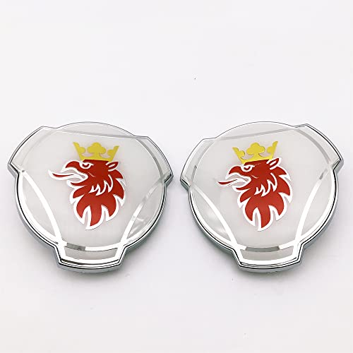 2x 80MM Bianco e Rosso Grifone Logo con Corona Oro...