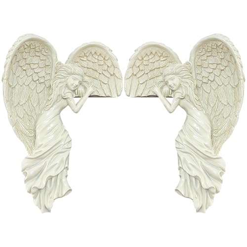 Image of YHan Angel Door Frame Decor - 3D Wing Sculpture for Wall & Corner, Heavenly Angel Statue for Home, Christmas & Wedding Decor, Ornamental Wall Art with Double-Sided Tape