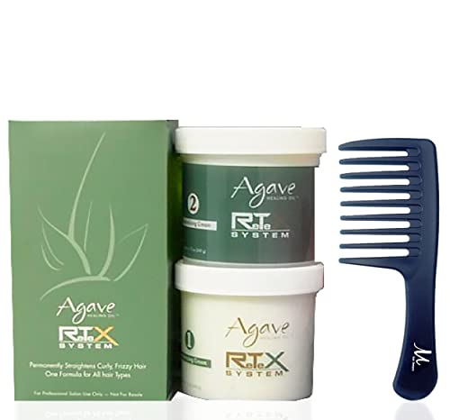 Retex Hair Straightening System | Permanently Straightens Curly, Frizzy Hair and M Hair Designs Detangling Comb (Bundle 2 items)