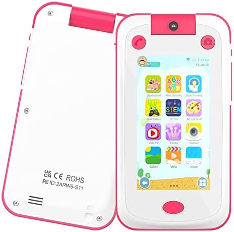 UNERVER Kids Cell Phone Toddler Phone Real Play Phone for 3-12 Years Old Girls Boys 6 inch HD Screen Electronic Learning Smart Phone Toy with MP3 Music Player Dual Cameras Birthday