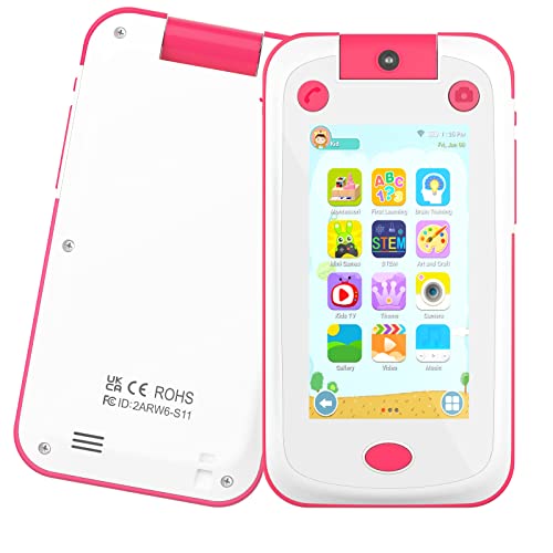 Unerver Kids Cell Phone Toddler Phone Real Play Phone For 3-12 Years Old Girls Boys 6 Inch Hd Screen Electronic Learning Smart Phone Toy With Mp3 Music Player Dual Cameras Birthday #TOP27