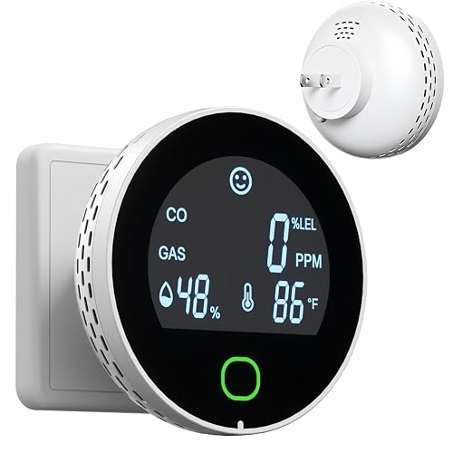 Image of 4 in 1 Carbon Monoxide Detectors Plug in, Natural Gas Leak & Carbon Monoxide Detectors, Dual Alarms and HD Screen Display with CO /Gas /Temperature /Humidity for Home /Travel /RV