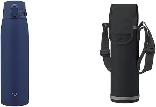 Set Purchase Seamless Stopper MC-EA05-BA Zojirushi Mahobin Water Bottle, 32.4 fl oz 950 ml, Large Capacity, One-touch Mug, Easy to Clean, Sports Drink, Marine Blue, 32.8 fl oz 950 ml, Shoulder Strap, Machine Washable, Stainless Steel Bottle Cover, Black