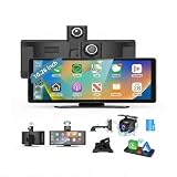 Schermo CarPlay Auto 10,26", Car Play per Auto Wireless e Android Auto, Dash Cam 4K, Supporto Retrocamera 1080P, Schermo per Auto IPS Touch, Mirror Link, BT/FM/AUX, TF 64GB, Plug and Play 12V/24V