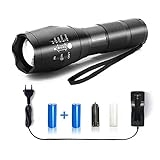 EXTREM LANGLEBIG: Der Taschenlampenkörper besteht aus einer hochwertigen Aluminiumlegierung nach Luftfahrtstandard. Spezielles, Sechskant-Sicherheitshammer-Design für Selbsthilfe in Notfällen. Zur Verteidigung, zum Zerschlagen von Glas oder zum Absetzen eines Hilferufs mittels SOS-Funktion.