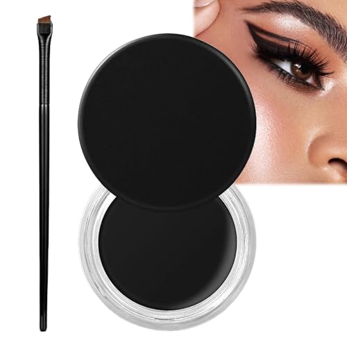 2-in -1 Black Gel Eyeliner & Eyebrow Color - Highly Pigmented Cream Gel. Complete Eyeliner Set with Brushes - A Great Eye Makeup Solution