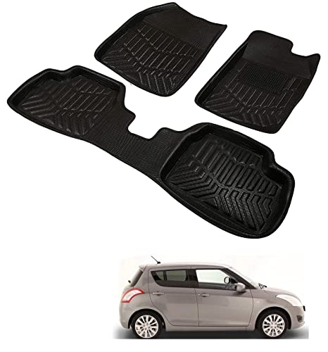 Kozdiko Car 3D Foot mat, Floor Mat Black Color for Maruti Suzuki Swift Type-2 (2011-2024)