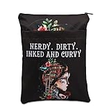 KEYCHIN Reading Lover Book Sleeve Book Club Librarian Gifts Nerdy Dirty Inked And Curvy Book Cover Book Lover Gifts Book Covers For Paperback (Nerdy Dirty-Black)