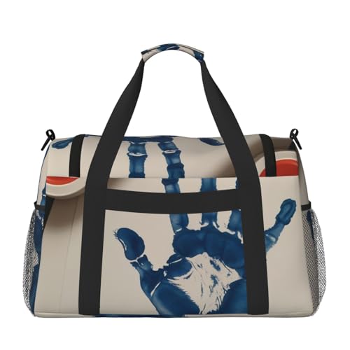 Hand Print Print Travel Duffle Bag - Foldable Personal Item Travel Bag for Women & Men,Carry-On Convertible Crossbody Tote Bags with Adjustable Shoulder Strap & Pockets 13x10.2x19.7 in2