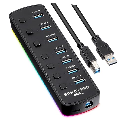 Mikikit Portable USB Hub 7-Port USB Hub for Laptop USB 3.0 Hub Independent Energy-Saving -  30UJ52073RK