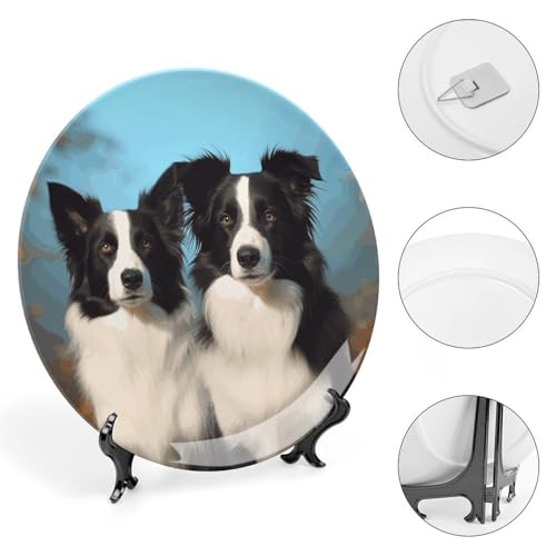 Plato decorativo borde Collie en porcelana 6 in miniatura 4