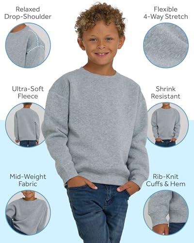 PURE CHAMP 3 Pack Boys Sweatshirts Long Sleeve Boy Crewneck Relaxed Soft Essentials Teen Pullover Sweaters For Youth Kids4