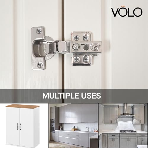 Image of VOLO Cabinet Hinges, Set of 1 (2 Pieces) for Furniture, Wardrobes, Doors, and Storage Units | (2D Normal (Mild Steel), 8 Crank | Half Overlay)