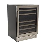 DUURA Elite Wine Cooler Designer Series Dual Zone Beverage Refrigerator, 46-Bottle Capacity with 6 Wooden Pull-Out Shelves Double-Pane Glass Door, LED Display, 25.5-Inch, Stainless Steel