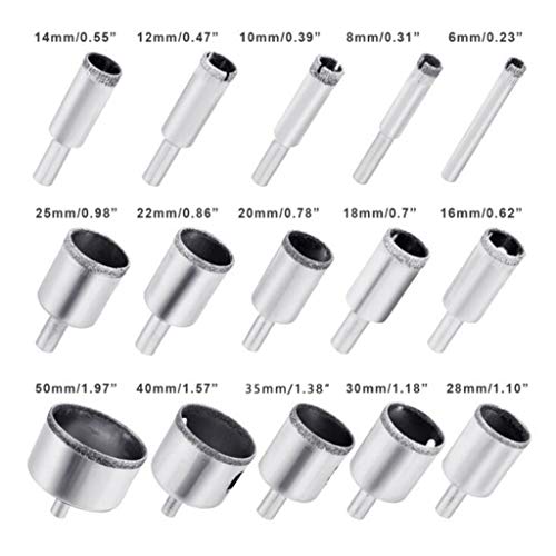 gazechimp Cortador De Broca De Diamante 6-50mm Ladrilho Cerâmico Vidro Porcelana Mármore - 15pcs 6-5