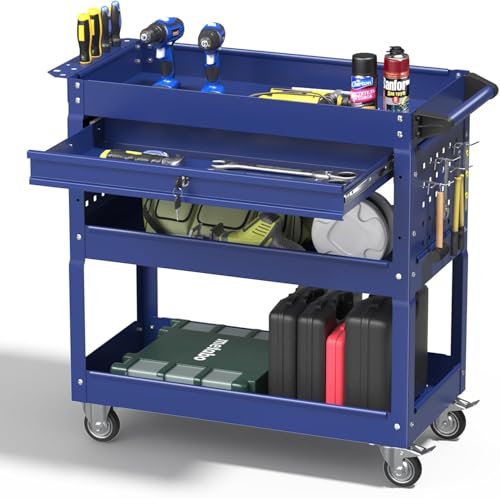 Pelnuies 3 Tray Rolling Tool Cart with Drawers, 400 LBS Capacity Mechanic Tool Cart on Wheels, Heavy...